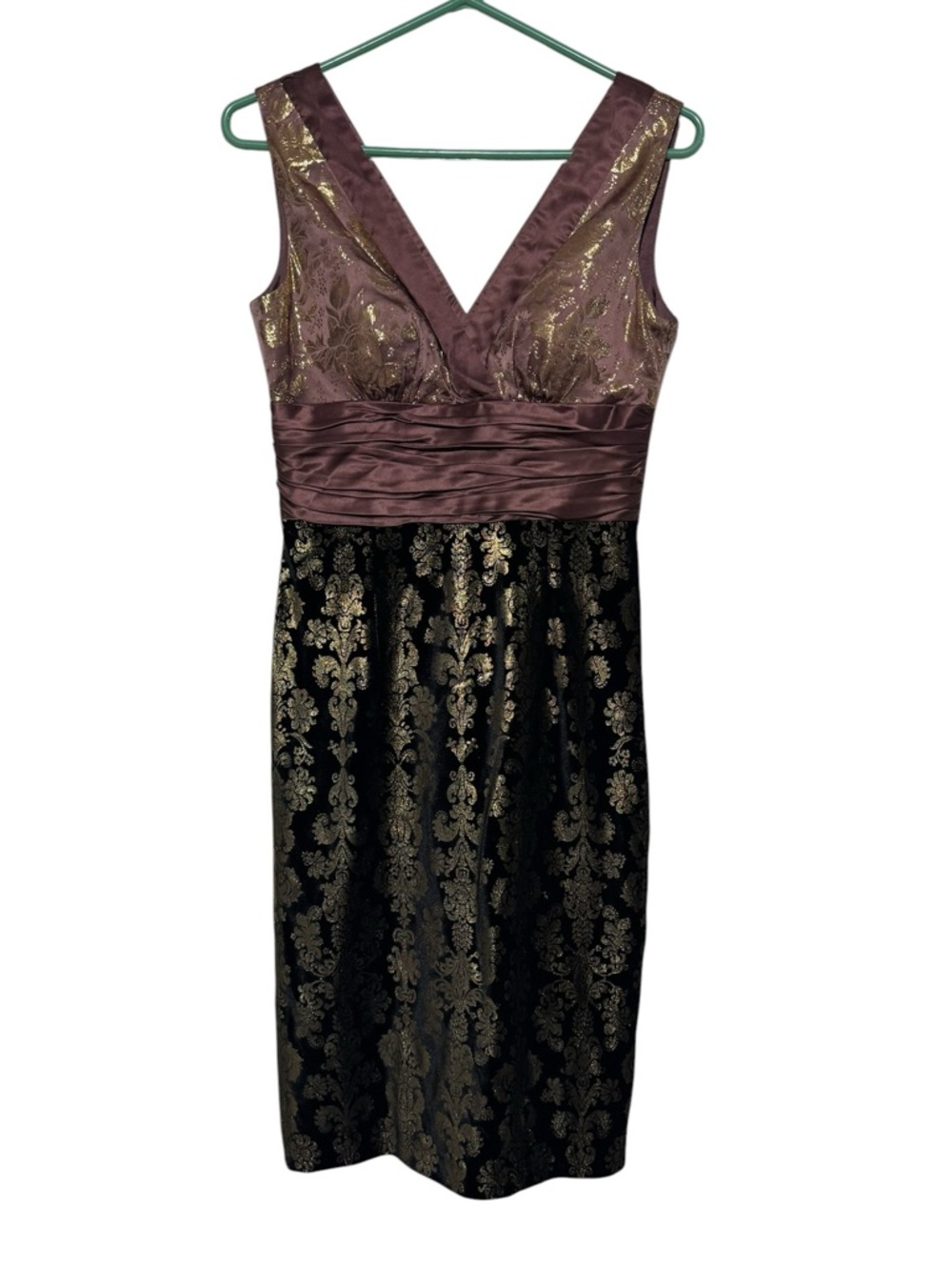 Phoebe Couture Gold Metallic Cocktail Dress Size 6 Wedding Guest Formal Event
